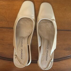 Charles Jourdan Cream Slingback Women's Shoes